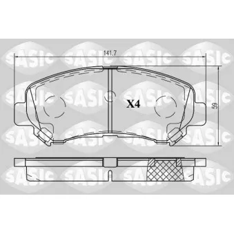 Jeu de 4 plaquettes de frein avant SASIC 6216019