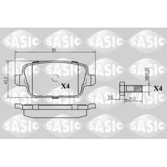 Jeu de 4 plaquettes de frein arrière SASIC 6216023