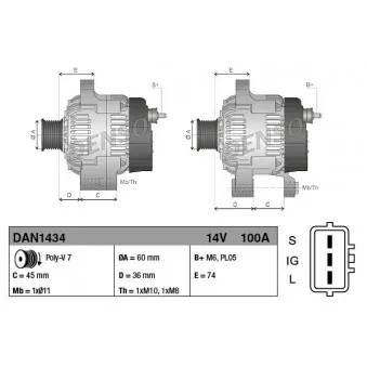 Alternateur DENSO DAN1434