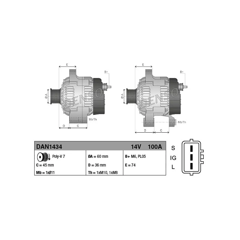 Alternateur DENSO DAN1434