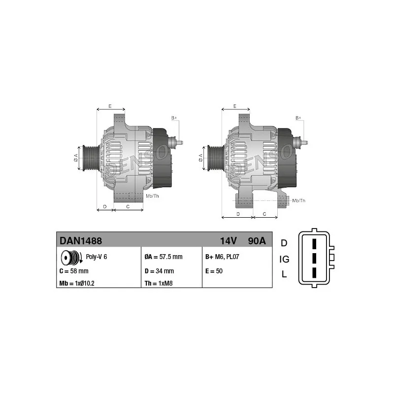 Alternateur DENSO DAN1488