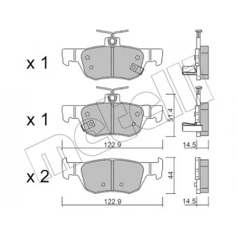 Jeu de 4 plaquettes de frein arrière METELLI 22-1226-0