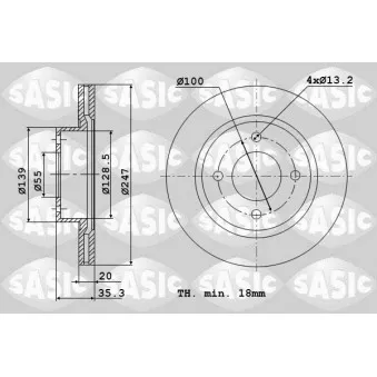 Jeu de 2 disques de frein avant SASIC 6100003