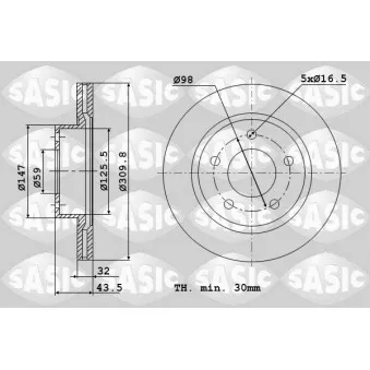 Jeu de 2 disques de frein avant SASIC 6100027