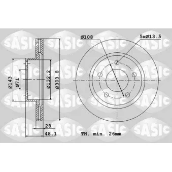 Jeu de 2 disques de frein avant SASIC 6100032