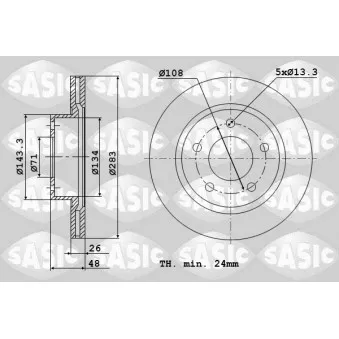 Jeu de 2 disques de frein avant SASIC 6100038