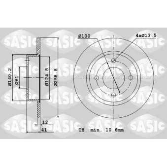 Jeu de 2 disques de frein avant SASIC 6104001