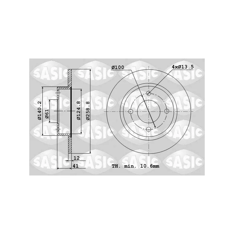 Jeu de 2 disques de frein avant SASIC 6104001