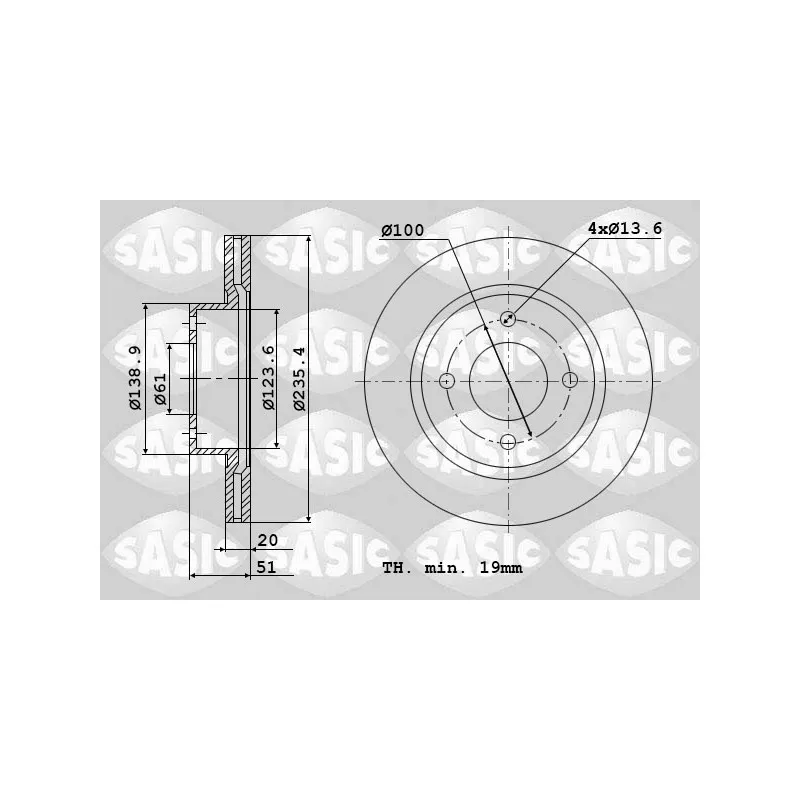 Jeu de 2 disques de frein avant SASIC 6104002