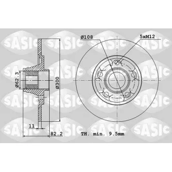 Jeu de 2 disques de frein arrière SASIC 6104009