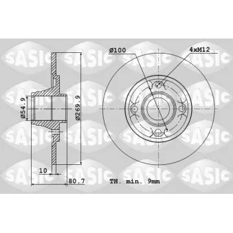 Jeu de 2 disques de frein arrière SASIC 6104012