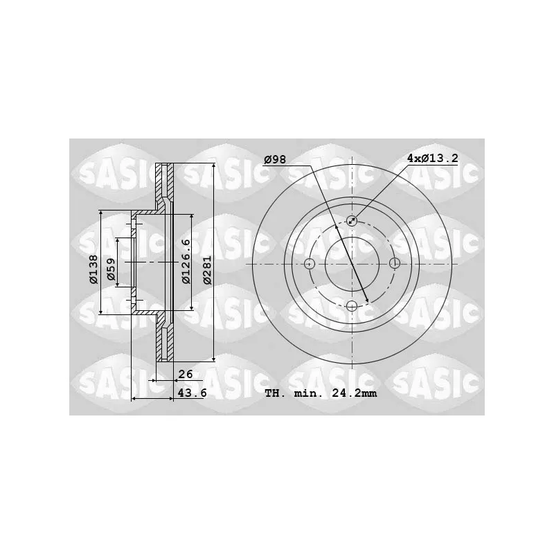 Jeu de 2 disques de frein avant SASIC 6106007