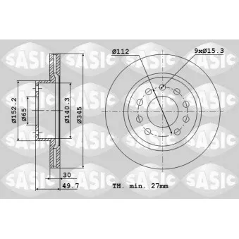 Jeu de 2 disques de frein avant SASIC 6106023