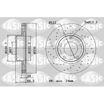 Jeu de 2 disques de frein avant SASIC 6106105