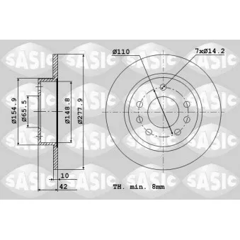 Jeu de 2 disques de frein arrière SASIC 6106142