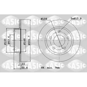 Jeu de 2 disques de frein arrière SASIC 6106143