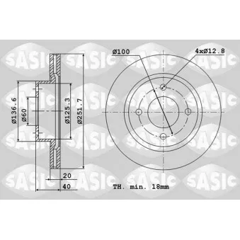 Jeu de 2 disques de frein avant SASIC 6106167