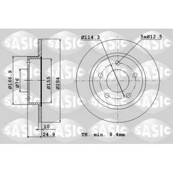 Jeu de 2 disques de frein arrière SASIC 6106222