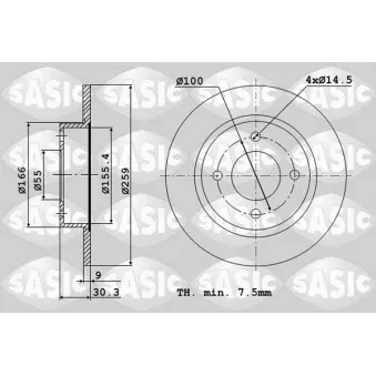 Jeu de 2 disques de frein arrière SASIC 6106277