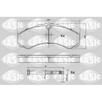 Jeu de 4 plaquettes de frein avant SASIC 6216041