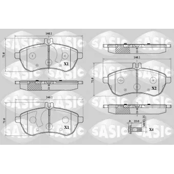 Jeu de 4 plaquettes de frein avant SASIC 6216070