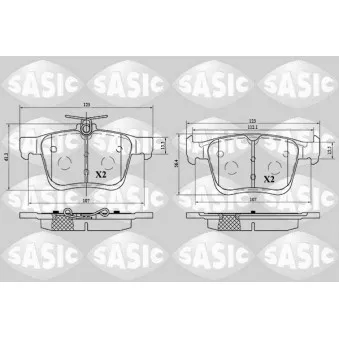 Jeu de 4 plaquettes de frein arrière SASIC 6216075