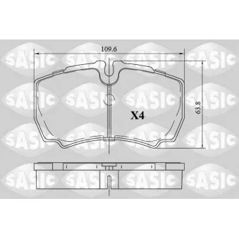 Jeu de 4 plaquettes de frein arrière SASIC