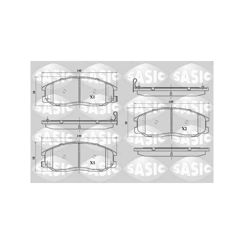 Jeu de 4 plaquettes de frein avant SASIC 6216093