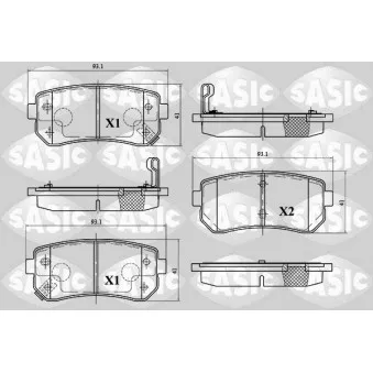 Jeu de 4 plaquettes de frein arrière SASIC 6216097