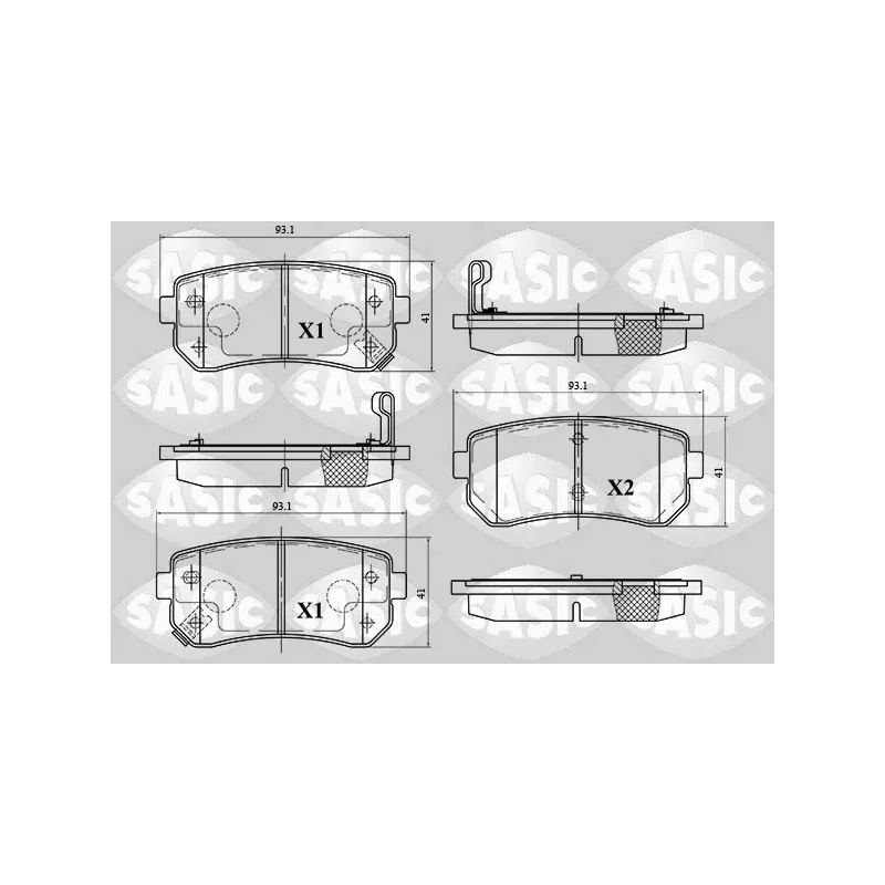 Jeu de 4 plaquettes de frein arrière SASIC 6216097