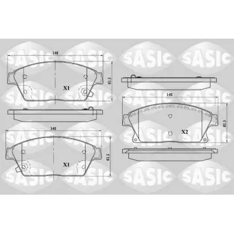 Jeu de 4 plaquettes de frein avant SASIC 6216098