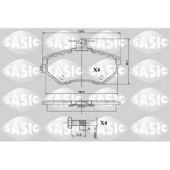 Jeu de 4 plaquettes de frein avant SASIC 6216101