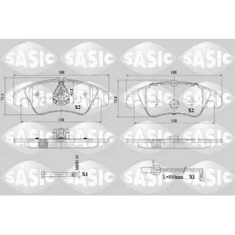 Jeu de 4 plaquettes de frein avant SASIC 6216103