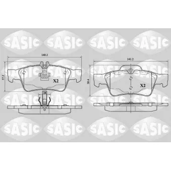 Jeu de 4 plaquettes de frein arrière SASIC 6216105