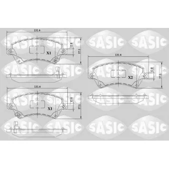 Jeu de 4 plaquettes de frein avant SASIC 6216108