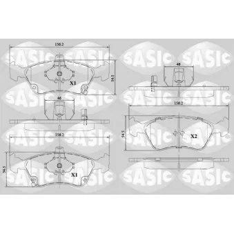 Jeu de 4 plaquettes de frein avant SASIC 6216109