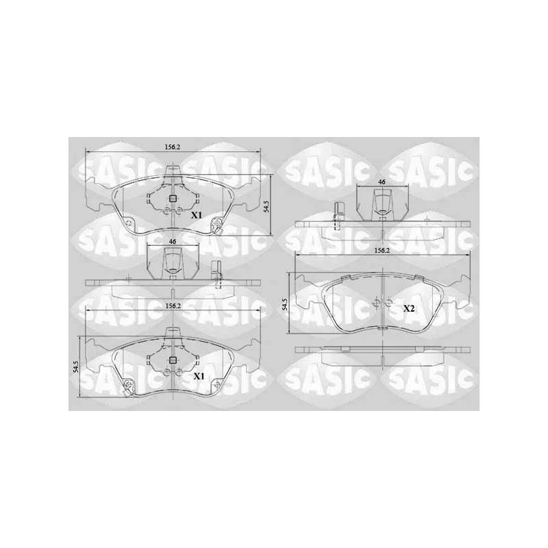 Jeu de 4 plaquettes de frein avant SASIC 6216109