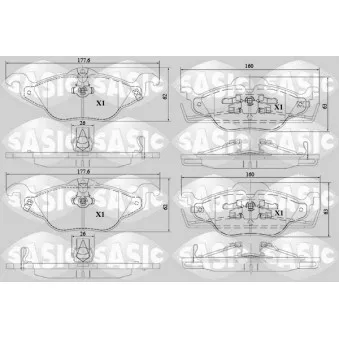 Jeu de 4 plaquettes de frein avant SASIC 6216120