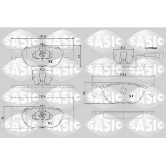 Jeu de 4 plaquettes de frein avant SASIC 6216134