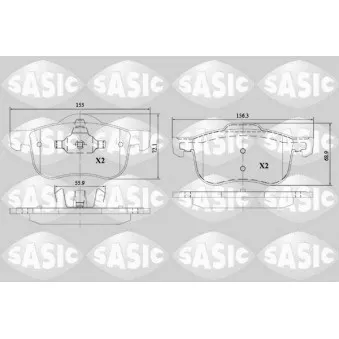 Jeu de 4 plaquettes de frein avant SASIC 6216137