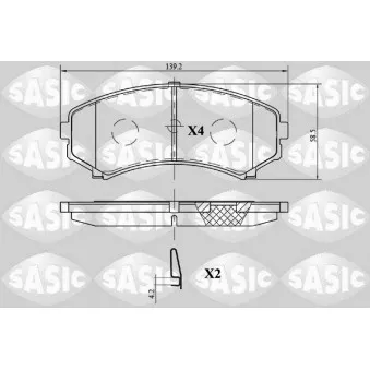 Jeu de 4 plaquettes de frein avant SASIC 6216138