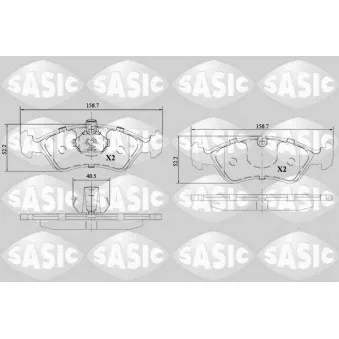 Jeu de 4 plaquettes de frein avant SASIC 6216142