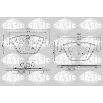 Jeu de 4 plaquettes de frein avant SASIC 6216148