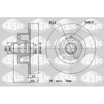 Jeu de 2 disques de frein arrière SASIC 9004509J