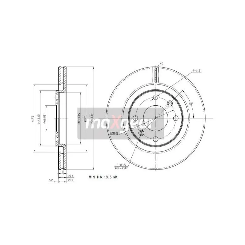 Jeu de 2 disques de frein avant MAXGEAR 19-0700