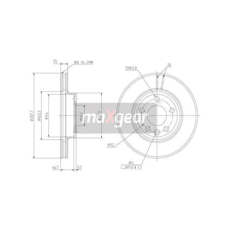 Jeu de 2 disques de frein avant MAXGEAR 19-0775