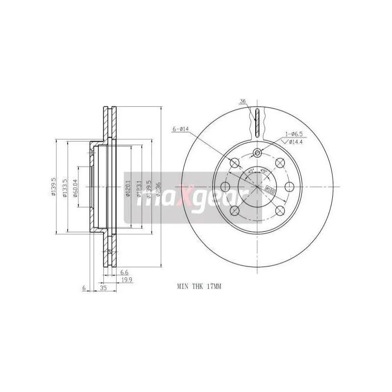 Jeu de 2 disques de frein avant MAXGEAR 19-0818