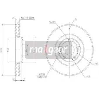 Jeu de 2 disques de frein avant MAXGEAR 19-0819