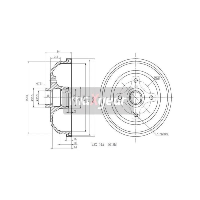 Tambour de frein MAXGEAR 19-0834