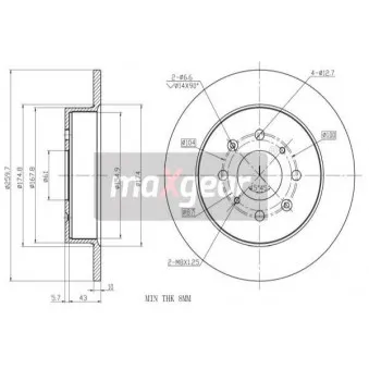 Jeu de 2 disques de frein arrière MAXGEAR 19-0923